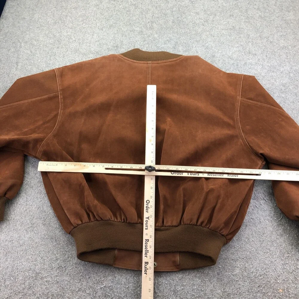 Suede Jacket Mens Medium Brown Bomber Full Zip Lined Made In Italy Paisley